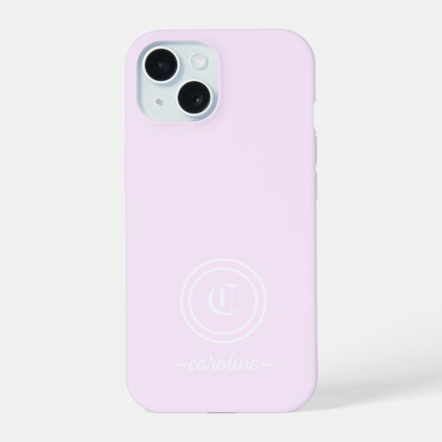 Customizable Light Purple Monogram & Name Phone Ca Iphone Case (Back)