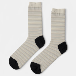 Customizable Light Soft Beige Grey Stripes Socks