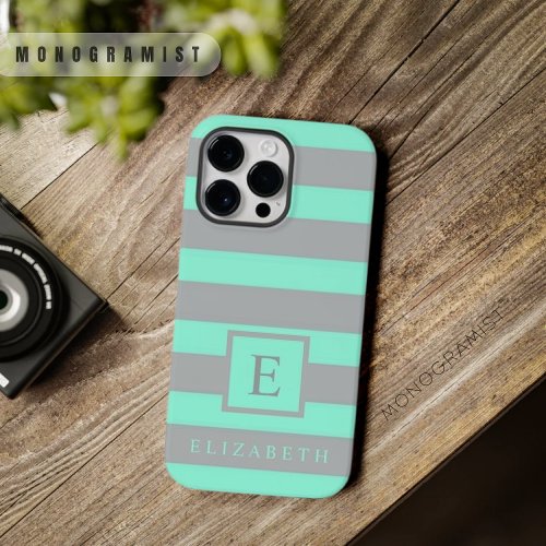 Customizable Light Soft Pastel Blue Grey Stripes  Case_Mate iPhone 14 Pro Max Case