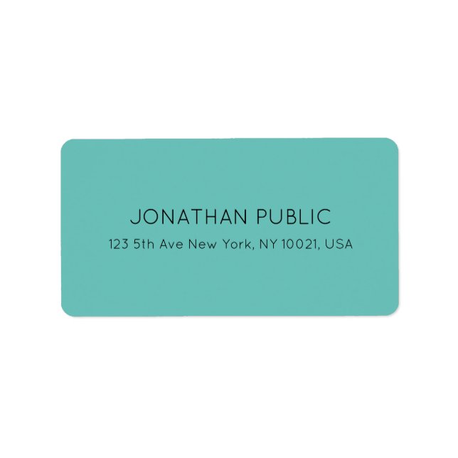 Customizable Light Teal Blue Green Elegant Address Label (Front)