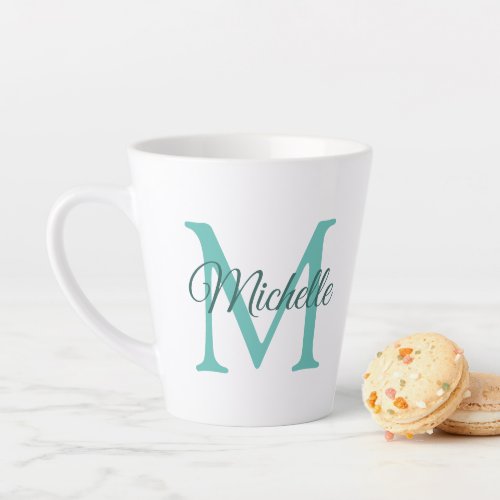 Customizable Light Teal Monogram Initial Small Latte Mug