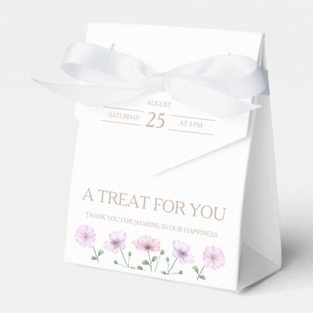Customizable Lilac Floral Baby Shower Favor Box (Front Side)