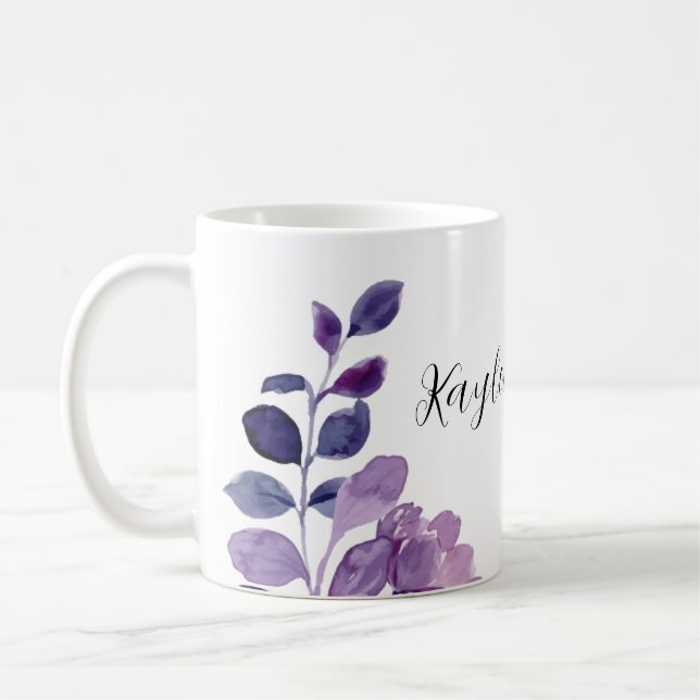 Customizable Lilac Floral Coffee Mug (Left)