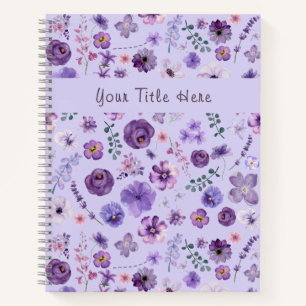 Customizable Lilac Floral Pattern Botanical Notebook