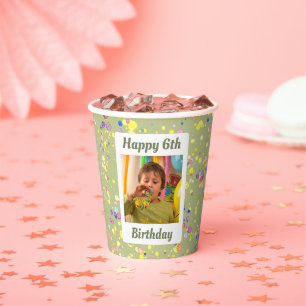 Customizable Lime Cream Green Birthday Confetti Paper Cups