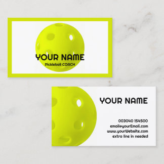 Customizable lime green realistic pickleball business card