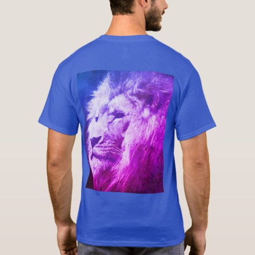 Customizable Lion Face Modern Mens Deep Royal Blue T_Shirt