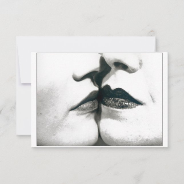 Customizable Lipstick Lesbian Kiss T-Shirt Thank You Card (Front)