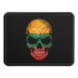 Customizable Lithuanian Flag Skull Trailer Hitch Cover