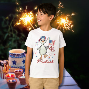 Customizable Little Boy Silly Goose 4th of July T-Shirt