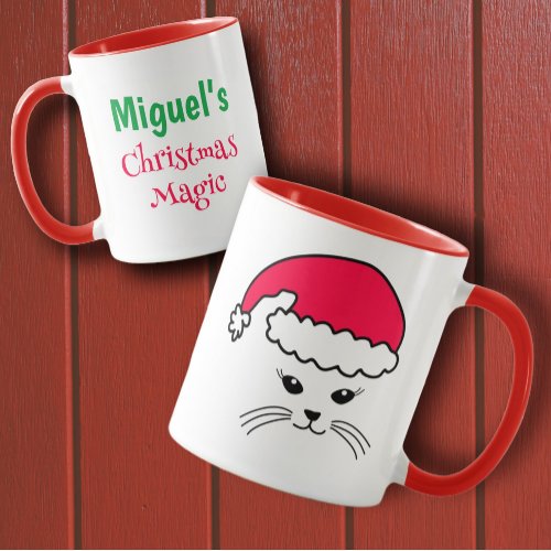 Customizable Little Cat Santa  Mug