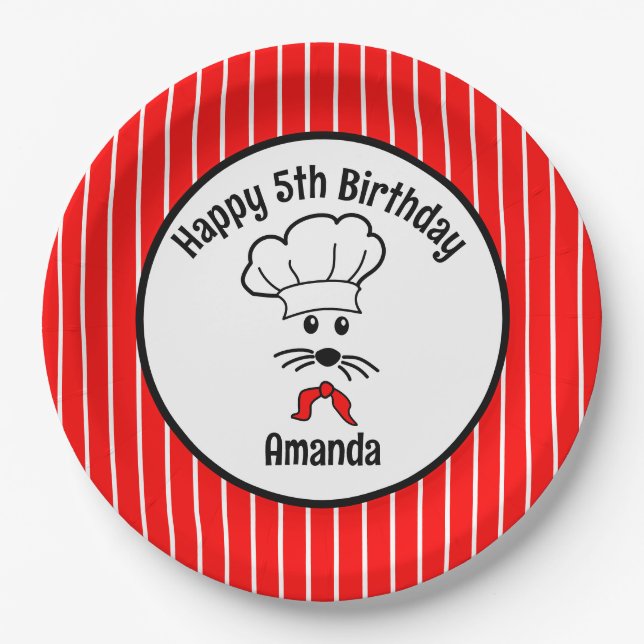 Customizable Little Mouse Baker Party Paper Plates (Front)