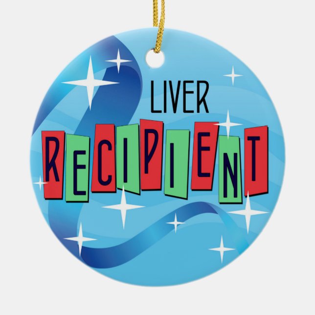 Customizable Liver Recipient Christmas Ceramic Ornament (Front)