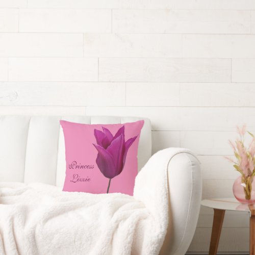 Customizable Lizzy name personalized pink roses  Throw Pillow