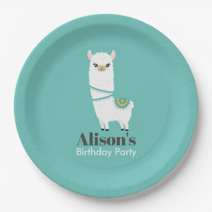 Customizable Llama Birthday Paper Plates
