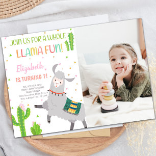 Customizable Llama Party Invitations for Kids