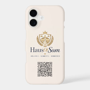 Customizable Logo And QR code Soft Warm Ivory iPhone 17 Case