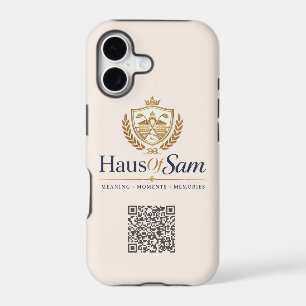 Customizable Logo And QR code Soft Warm Ivory iPhone 17 Case