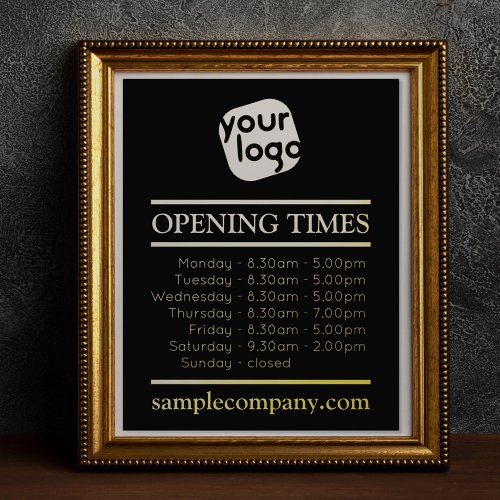 Customizable Logo And Text Business Opening Hours Foil Prints