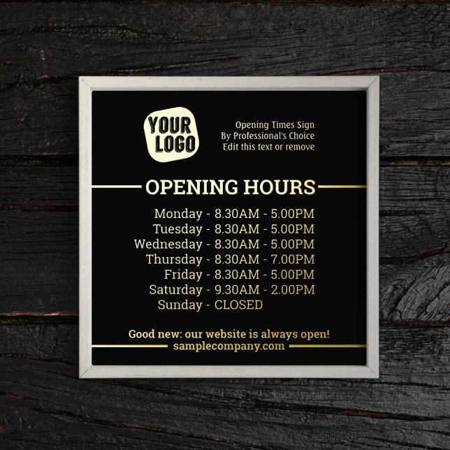 Customizable Logo And Text Business Opening Hours  Foil Prints (Creator Uploaded)