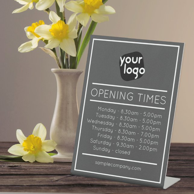 Customizable Logo And Text Business Opening Hours  Pedestal Sign (Creator Uploaded)