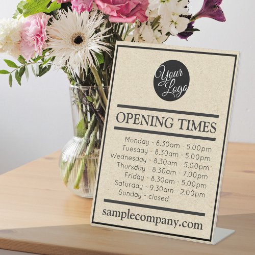 Customizable Logo And Text Business Opening Hours  Pedestal Sign
