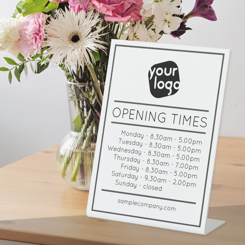 Customizable Logo And Text Business Opening Hours  Pedestal Sign
