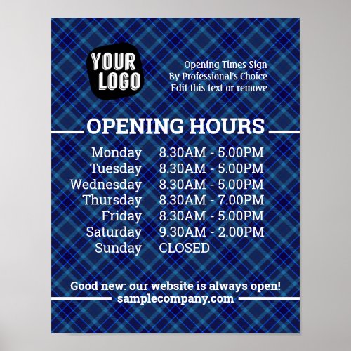 Customizable Logo And Text Business Opening Hours  Poster