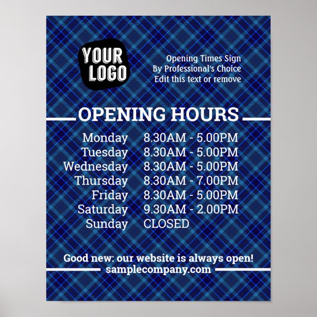 Customizable Logo And Text Business Opening Hours  Poster (Front)
