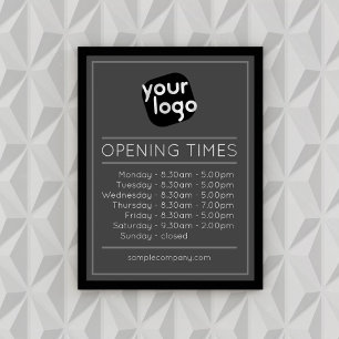 Customizable Logo And Text Business Opening Hours Poster