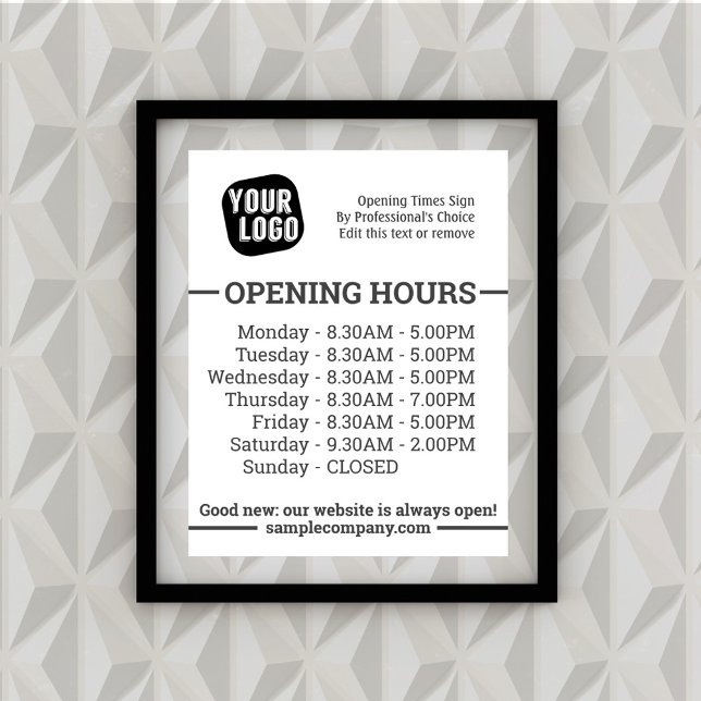 Customizable Logo And Text Business Opening Hours  Poster (Creator Uploaded)
