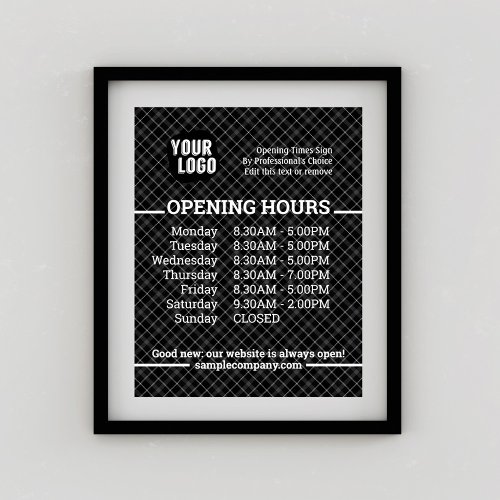 Customizable Logo And Text Business Opening Hours  Poster