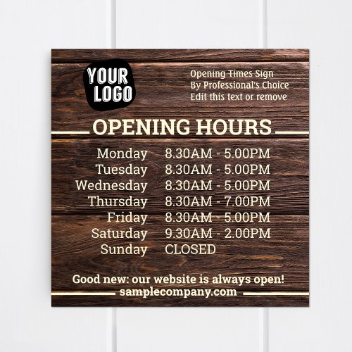 Customizable Logo And Text Business Opening Hours  Poster