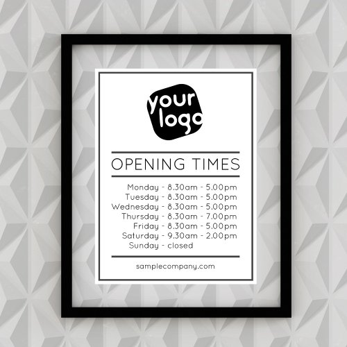  Customizable Logo And Text Business Opening Hours Poster
