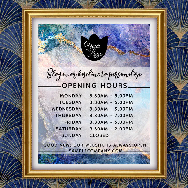 Operating Hour Poster Customizable Logo And Text Business Opening Hours Poster | Zazzle