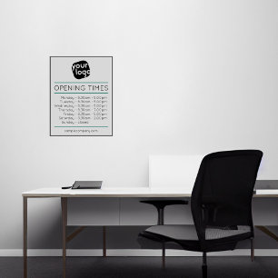 Customizable Logo And Text Business Opening Hours Sticker