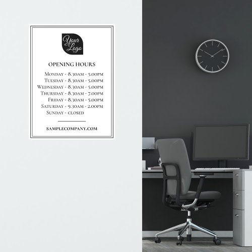 Customizable Logo And Text Business Opening Hours  Sticker