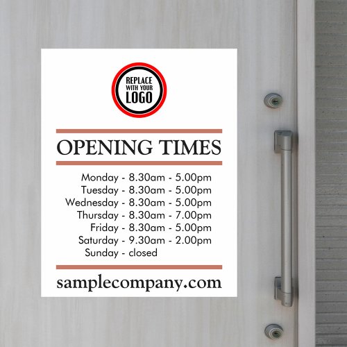 Customizable Logo And Text Business Opening Hours Sticker