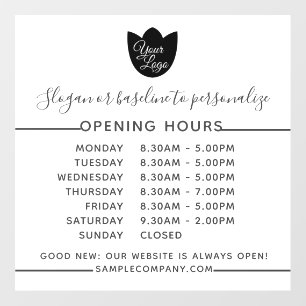 Customizable Logo And Text Business Opening Hours Wall Decal