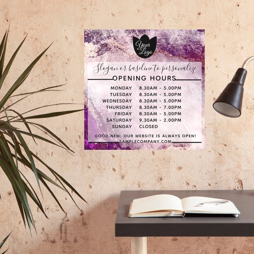  Customizable Logo And Text Business Opening Hours Wall Decal