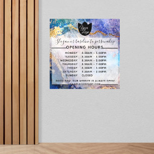 Customizable Logo And Text Business Opening Hours Wall Decal