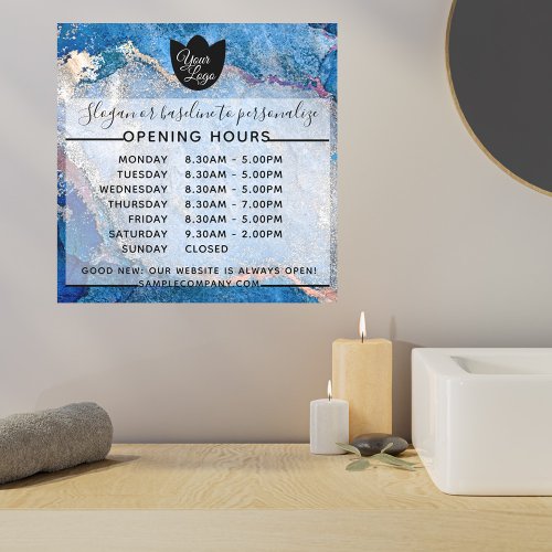  Customizable Logo And Text Business Opening Hours Wall Decal