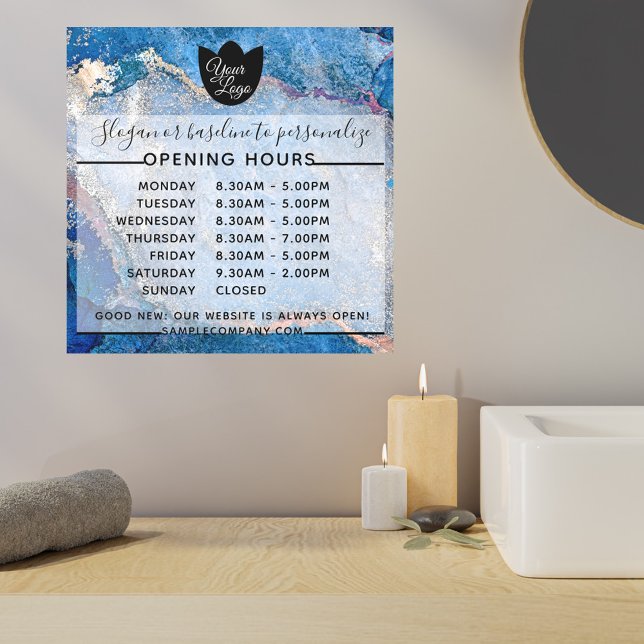  Customizable Logo And Text Business Opening Hours Wall Decal (Creator Uploaded)