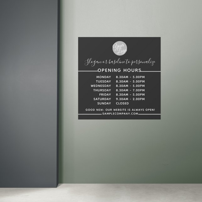  Customizable Logo And Text Business Opening Hours Wall Decal (Creator Uploaded)