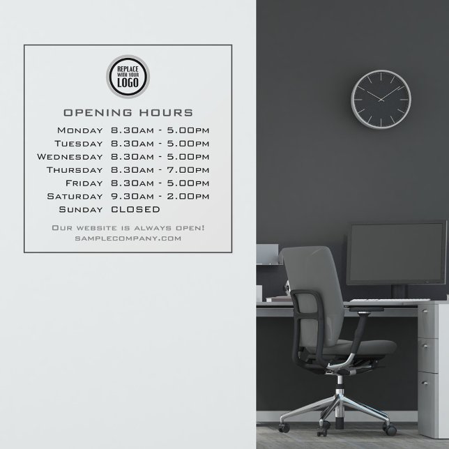  Customizable Logo And Text Business Opening Hours Wall Decal (Creator Uploaded)