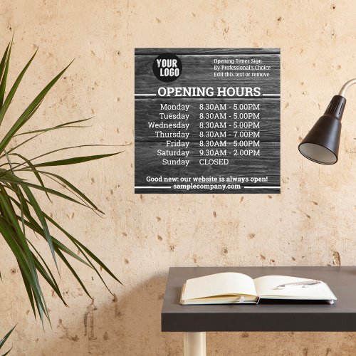  Customizable Logo And Text Business Opening Hours Wall Decal