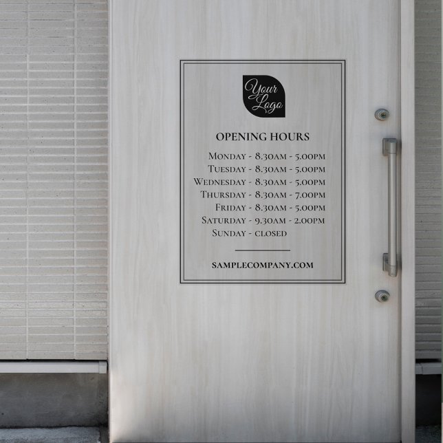 Customizable Logo And Text Business Opening Hours Wall Decal (Creator Uploaded)
