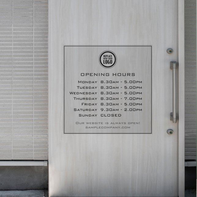  Customizable Logo And Text Business Opening Hours Wall Decal (Creator Uploaded)