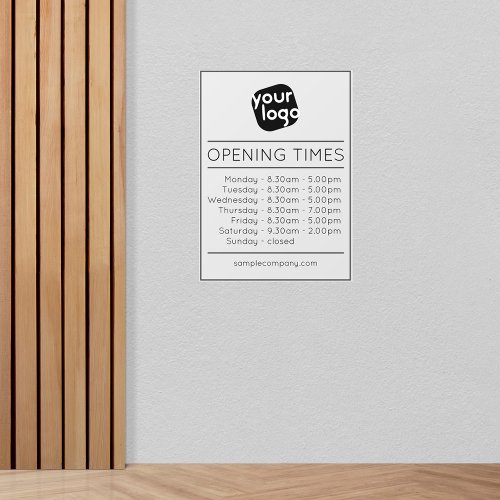  Customizable Logo And Text Business Opening Hours Wall Decal