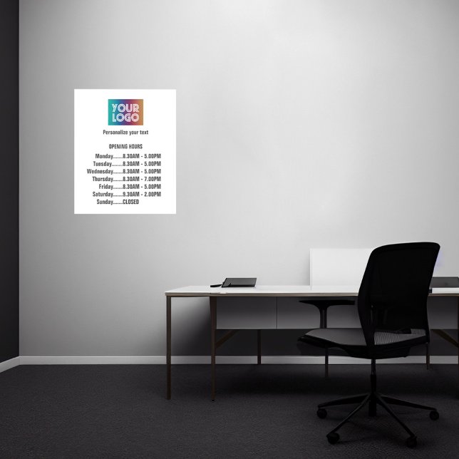  Customizable Logo And Text Business Opening Hours Wall Decal (Creator Uploaded)